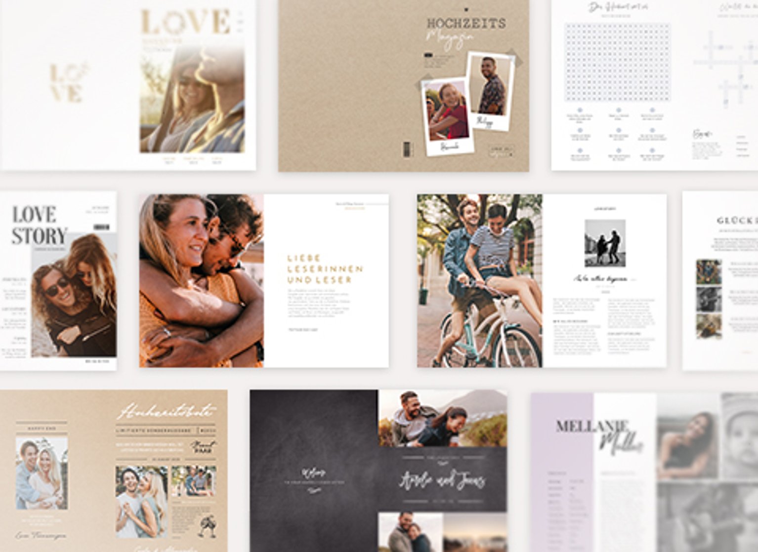 Individuelle Hochzeitszeitung mit Vorlagen gestalten
