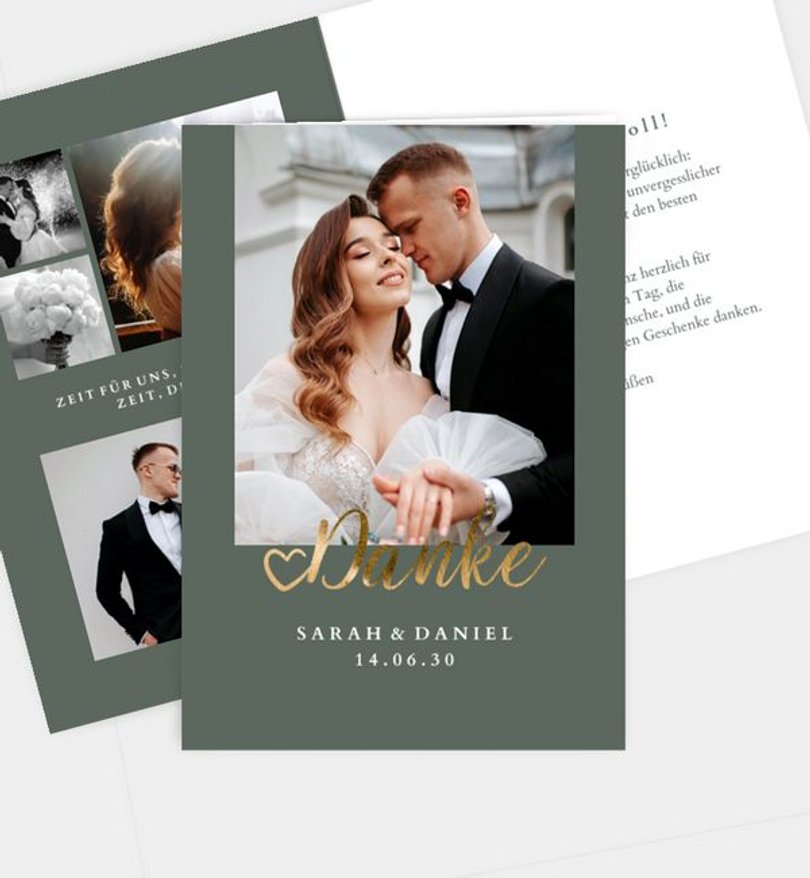 Dankeskarte Hochzeit Ja · Mitten ins Herz