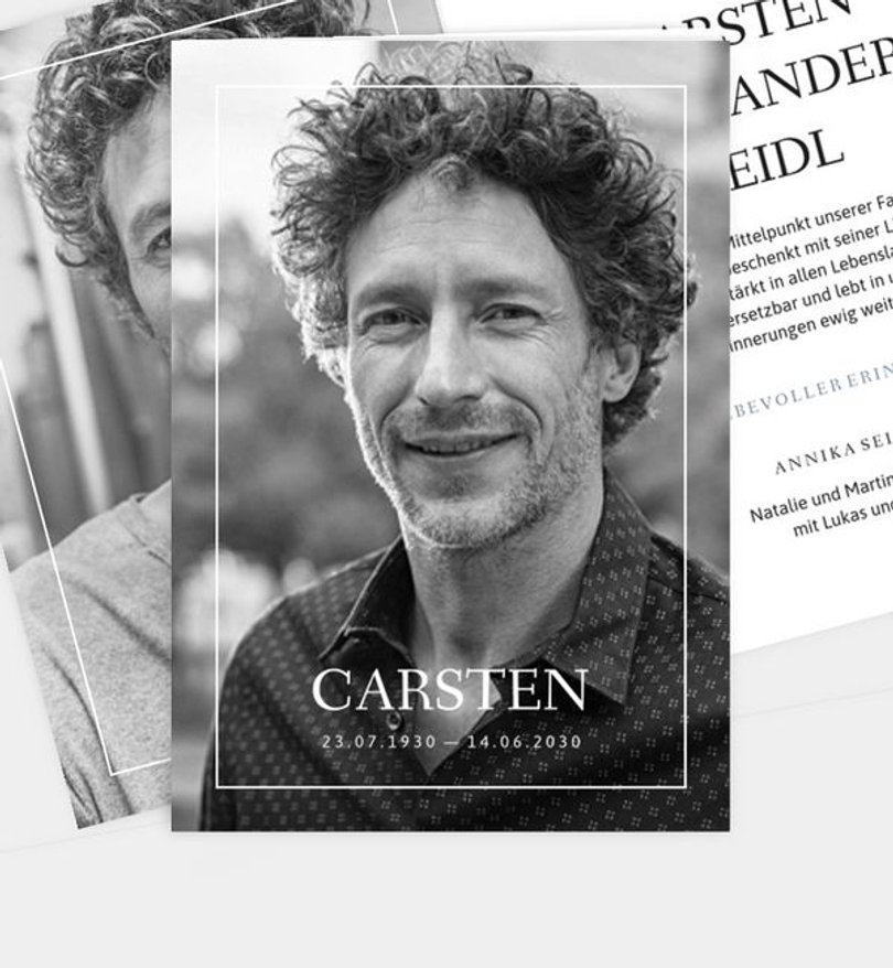 Trauerkarte Trauer Portrait mit Rahmen