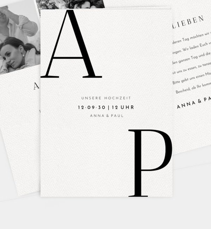 Einladungskarte Hochzeit Capital letters