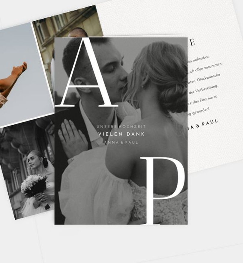 Dankeskarte Hochzeit Capital letters