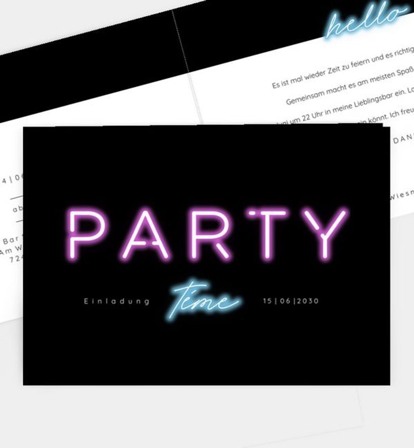 Einladungskarte Party Hurray