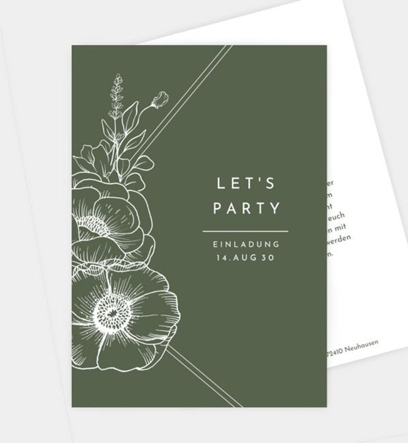 Einladungskarte Party Golden Garden
