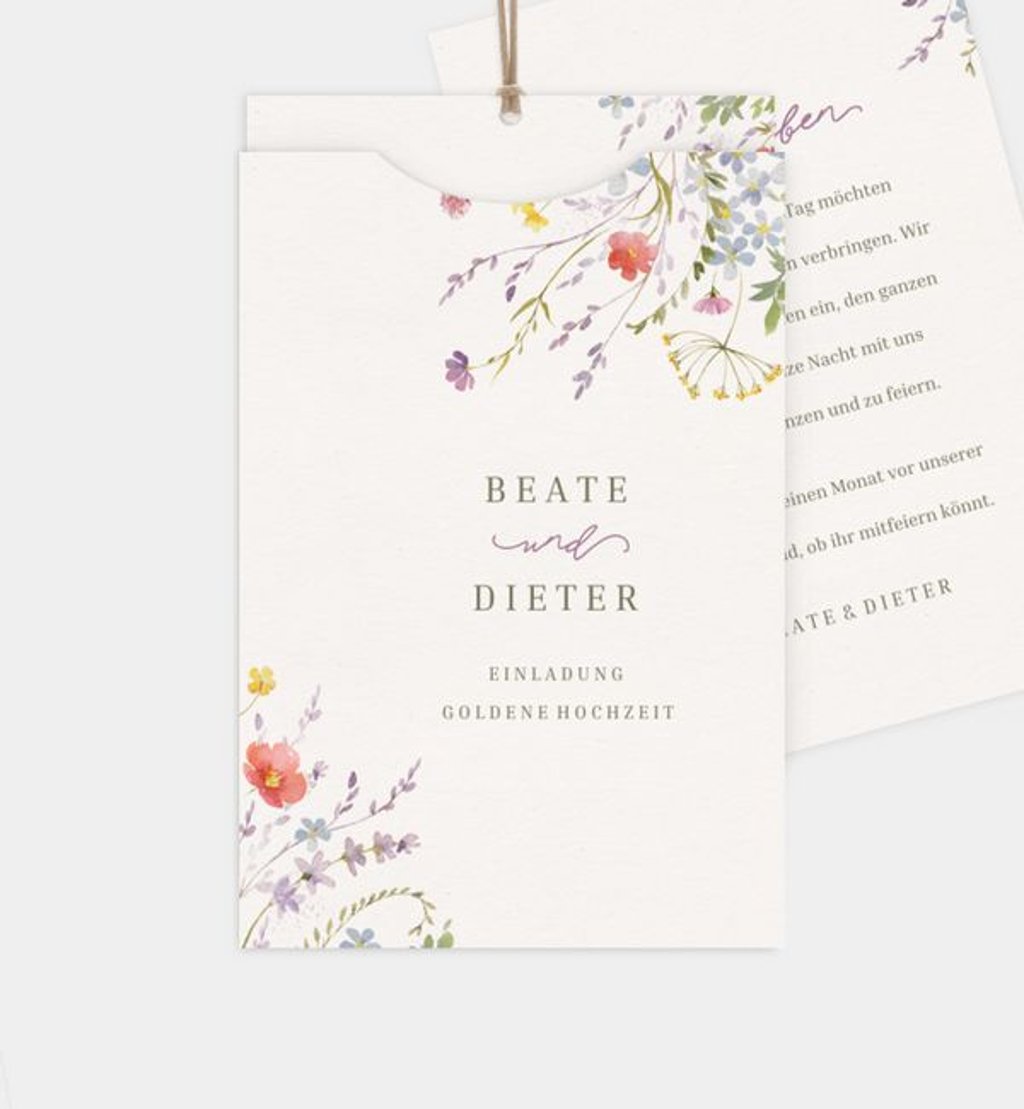 Einladungskarte Goldene-Hochzeit Wildflowers