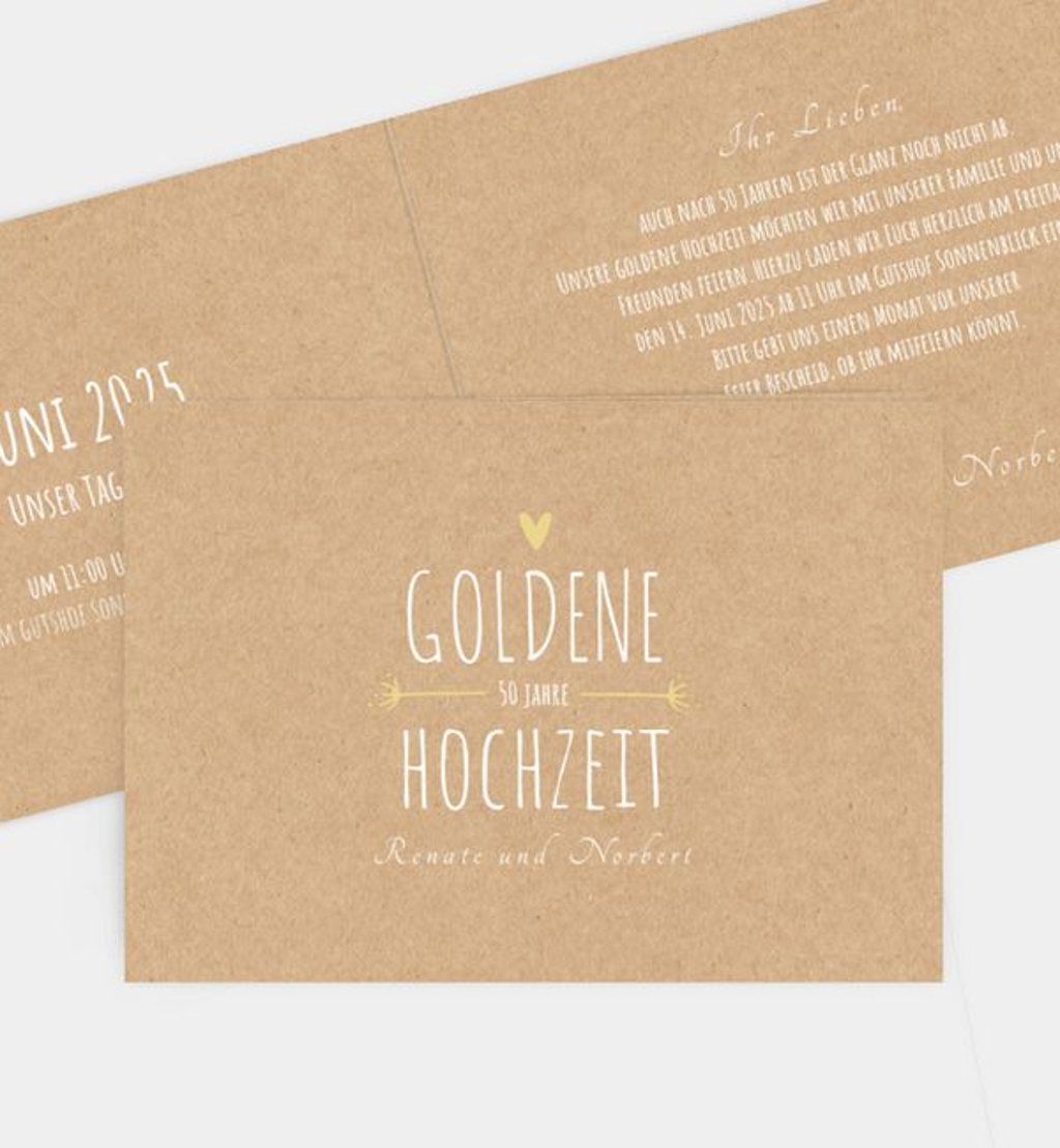 Einladungskarte Goldene-Hochzeit Vintage Love · Crafty