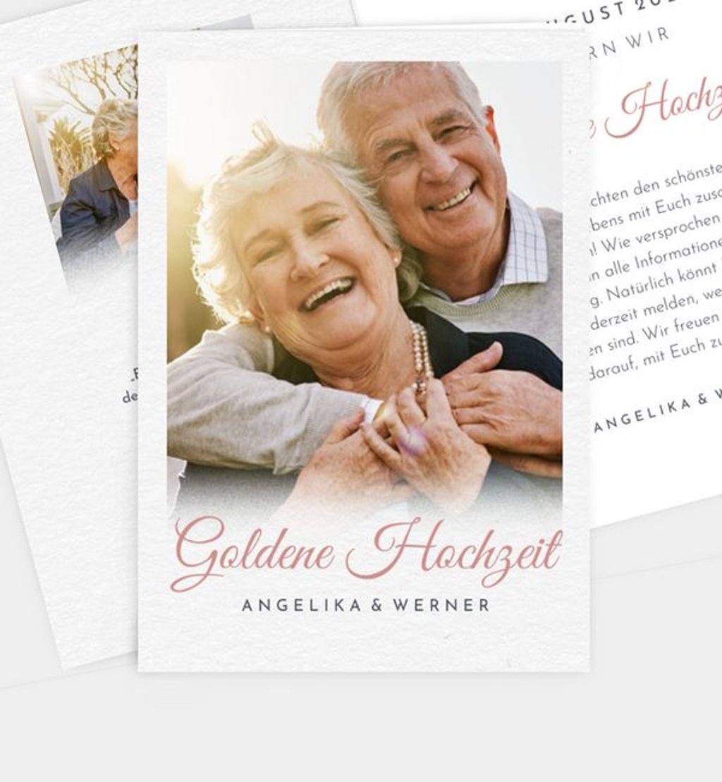 Einladungskarte Goldene-Hochzeit Soft Sunset