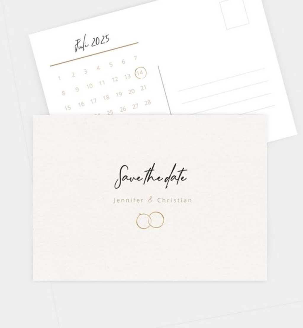 Save-The-Date Karte Hochzeit Ringe